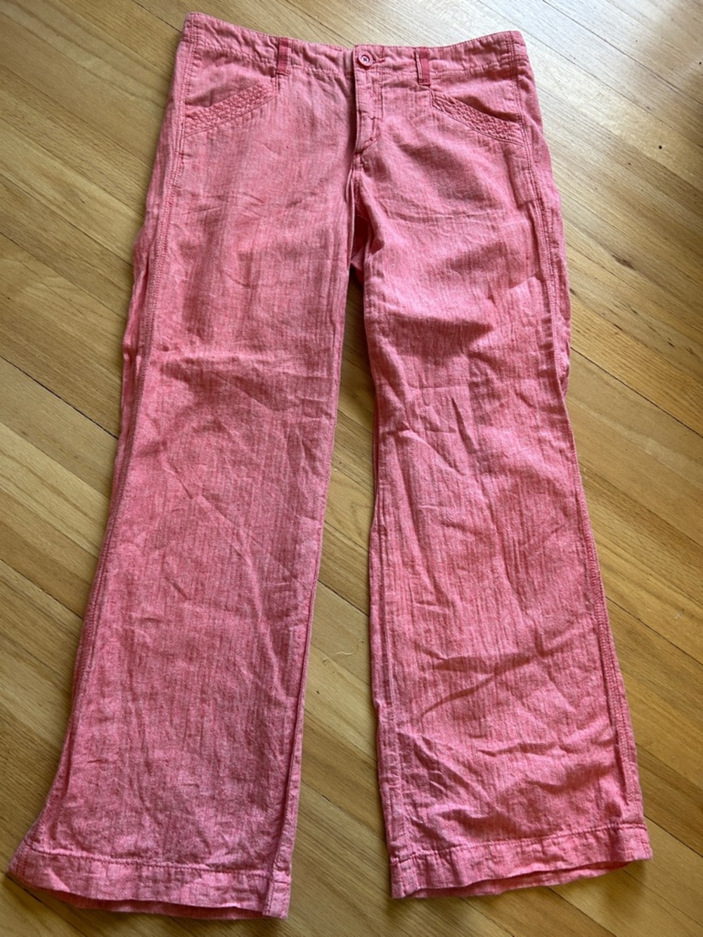 Light red Wide-Leg cotton linen Blend Pants Anthropologie
